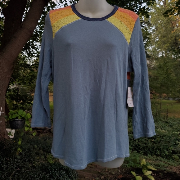 We The Free People In 🌈 rainbows crochet top mixed media Top **dark spots**asis - Picture 7 of 15